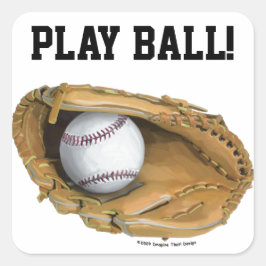 Pegatina Cuadrada Glove de béisbol