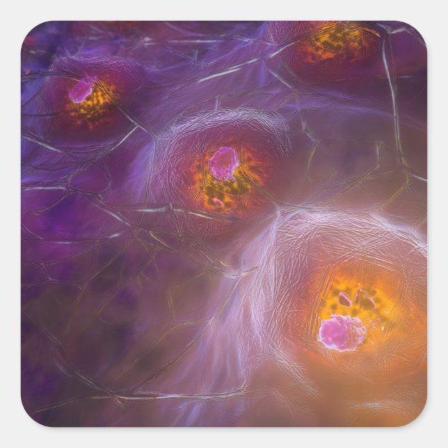 Pegatina Cuadrada Glowing Cellular Network Abstract Art (Anverso)