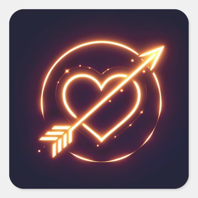 Pegatina Cuadrada glowing image of a heart with cupid's arrow (Anverso)