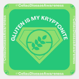 Pegatina Cuadrada Gluten es mi kryptonita