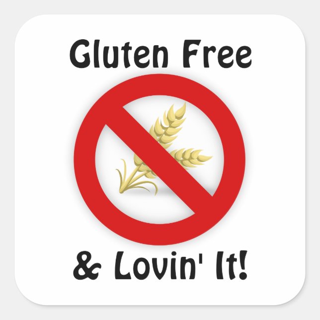 Pegatina Cuadrada Gluten Free & Lovin' It Pegatinas (Anverso)
