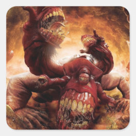 Pegatina Cuadrada Gluttony en Inferno - representación como Cerberus