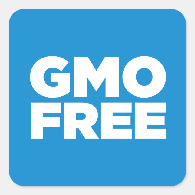 PEGATINA CUADRADA GMO LIBRE (AZUL) (Anverso)