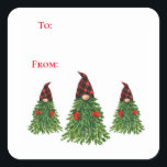 Pegatina Cuadrada Gnome Christmas Tree BuffalCheck To Y From<br><div class="desc">Pegatina de regalo "De y de vuelta" para todos sus regalos de vacaciones. Esto será mucho más fácil de envolver sus regalos y simplemente mantener a este pegatina. Esto incluso se puede usar para sellar un regalo. Tan festivo para sellar todos los sobres durante la temporada de vacaciones.</div>