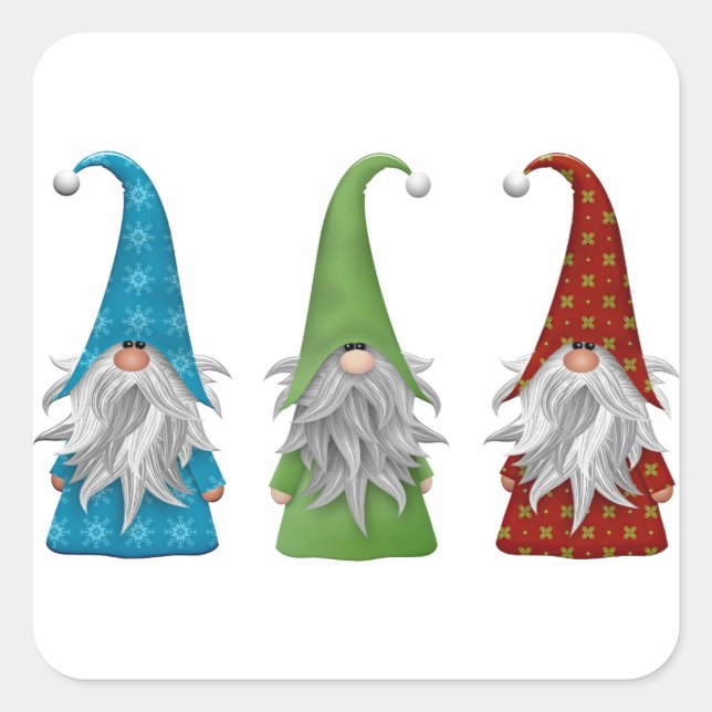 Pegatina Cuadrada Gnome de los Navidades pequeños   (Anverso)