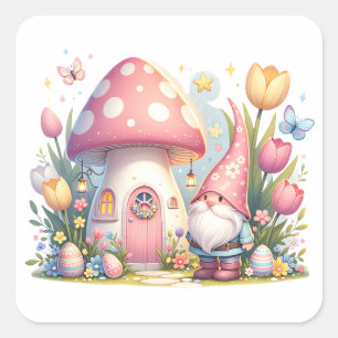 Pegatina Cuadrada Gnome de Pascua