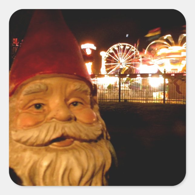 Pegatina Cuadrada Gnome del Carnaval (Anverso)