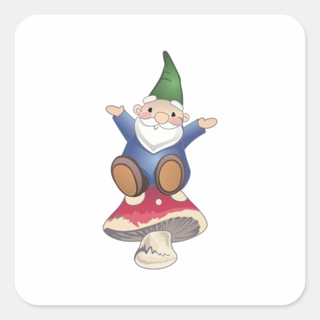 PEGATINA CUADRADA GNOME EN MUSHROOM (Anverso)
