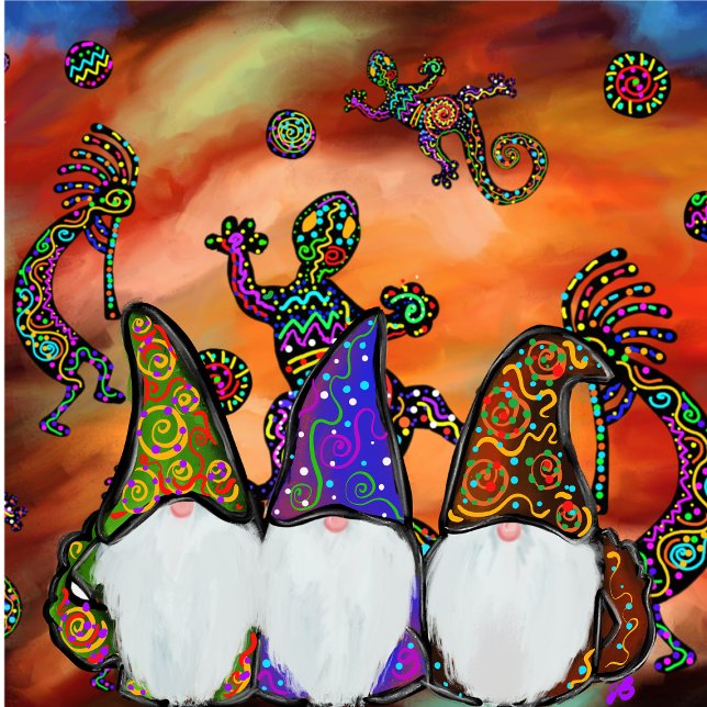 Pegatina Cuadrada Gnome Kokopelli Art (Subido por el creador)