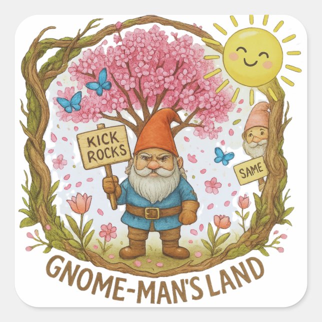 PEGATINA CUADRADA GNOME-MAN’S LAND (Anverso)