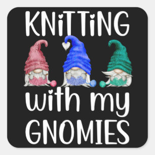 Pegatina Cuadrada Gnomes Gnome Tejido Con Mis Gnomies