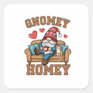 Pegatina Cuadrada Gnomey homey gnome en el diseño del hogar