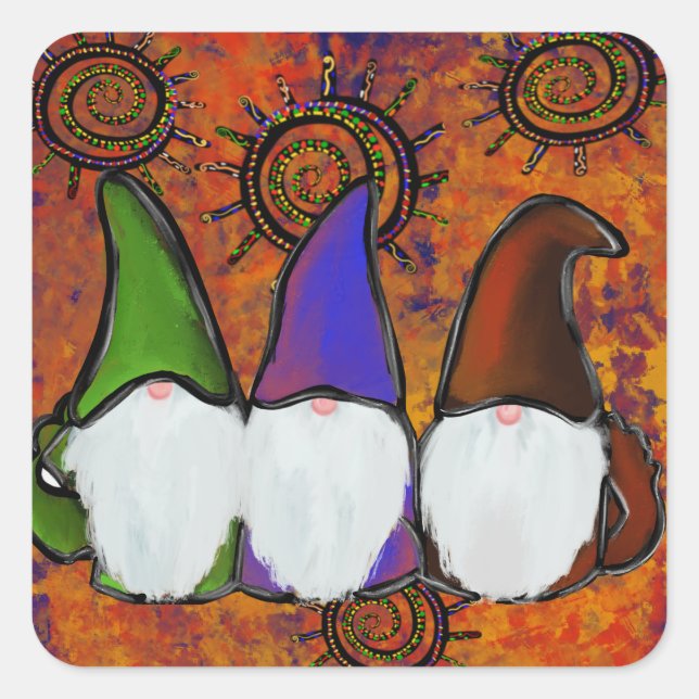 PEGATINA CUADRADA GNOMOS (Anverso)