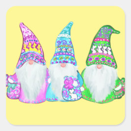 PEGATINA CUADRADA GNOMOS DE PASCUA