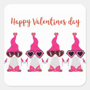 Pegatina Cuadrada gnomos el día de San Valentín