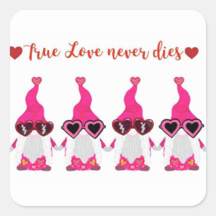 Pegatina Cuadrada gnomos el día de San Valentín