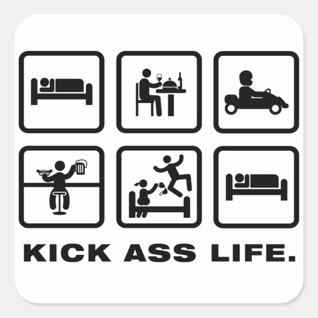 Pegatina Cuadrada Go-Kart (Anverso)