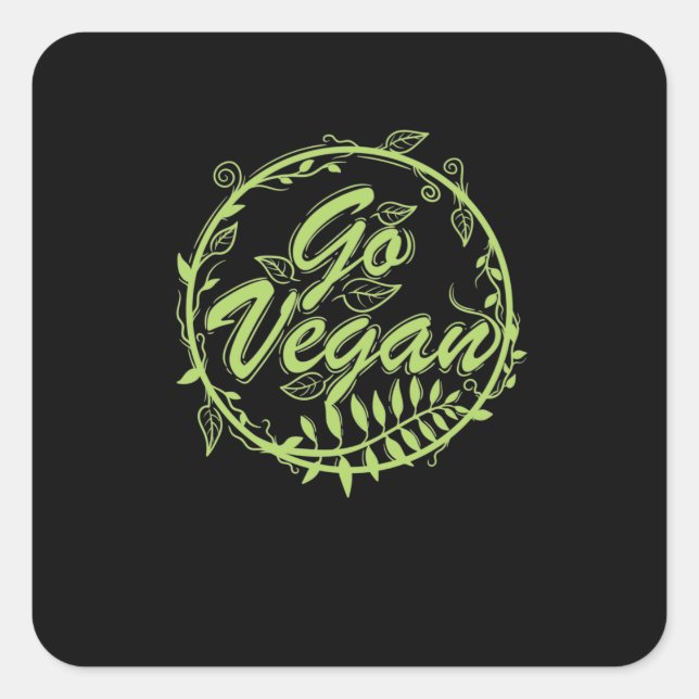 Pegatina Cuadrada Go Vegan (Anverso)
