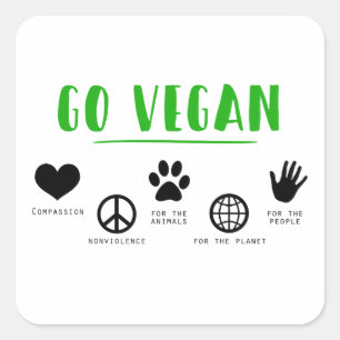 Pegatina Cuadrada Go Vegan