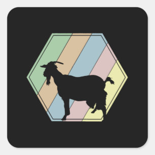 Pegatina Cuadrada Goat Retro