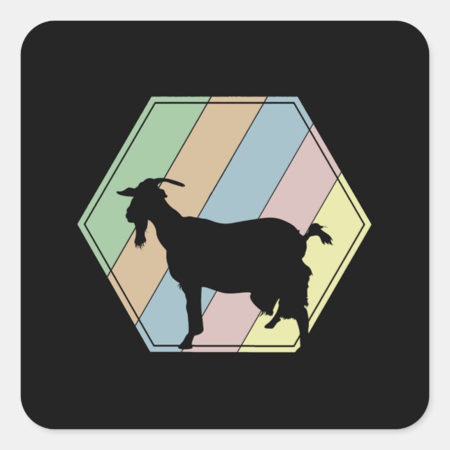 Pegatina Cuadrada Goat Retro (Anverso)