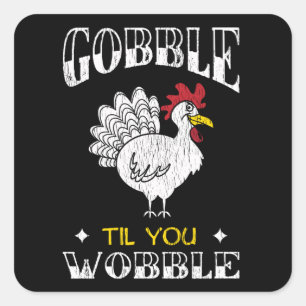 Pegatina Cuadrada Gobble Family Kids Matching Thanksgiving Gift
