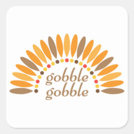 Pegatina Cuadrada Gobble Gobble Acción de Gracias