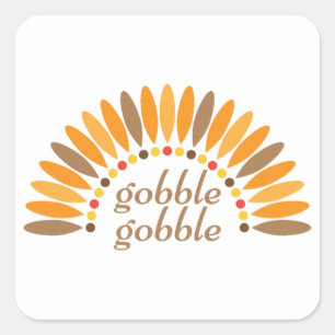 Pegatina Cuadrada Gobble Gobble Acción de Gracias