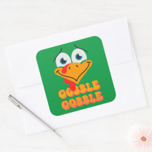 Pegatina Cuadrada GOBBLE GOBBLE divertido acción de gracias