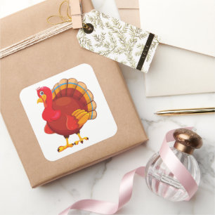 Pegatina Cuadrada Gobble Gobble Hasta Que te Tambalees Divertido Día