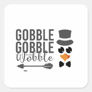 Pegatina Cuadrada Gobble Gobble Snowman