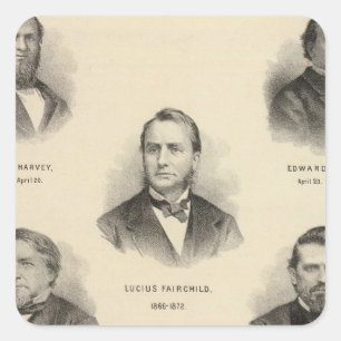 Pegatina Cuadrada Gobernadores de los retratos de Wisconsin Louis P