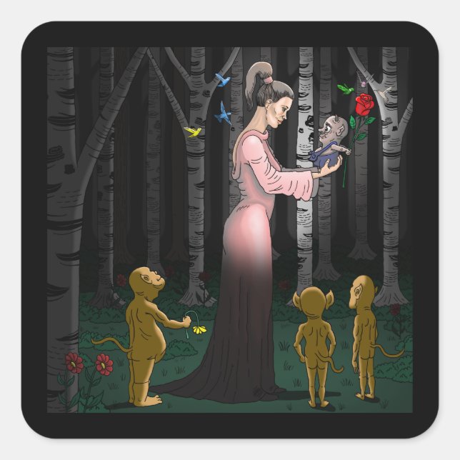 Pegatina Cuadrada Goblin Love (Anverso)