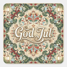 Pegatina Cuadrada God Jul Norwegian Norway Christmas Stickers