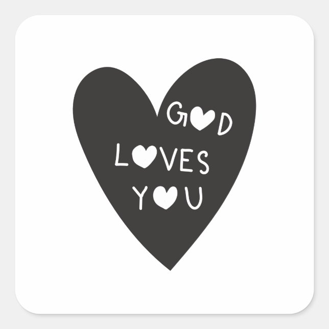 Pegatina Cuadrada God loves you (Anverso)