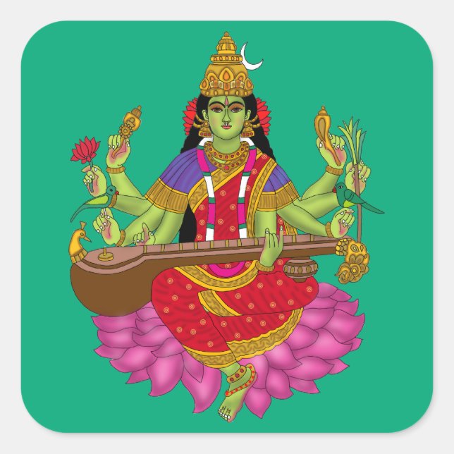 Pegatina Cuadrada Goddess Matangi  (Anverso)