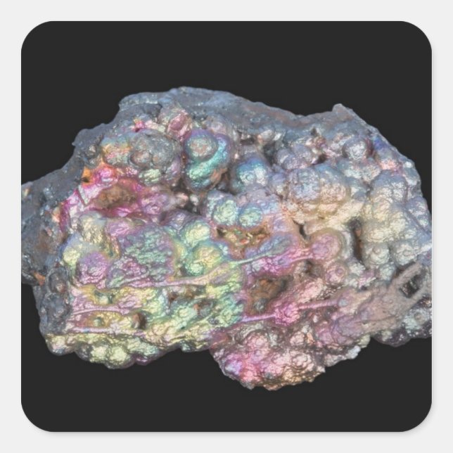 Pegatina Cuadrada Goethite Mostrando Iridescencia (Anverso)