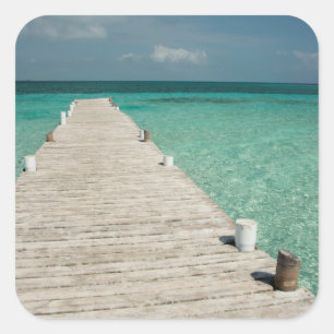 Pegatina Cuadrada Goff Caye, una popular isla de barrera de arrecife