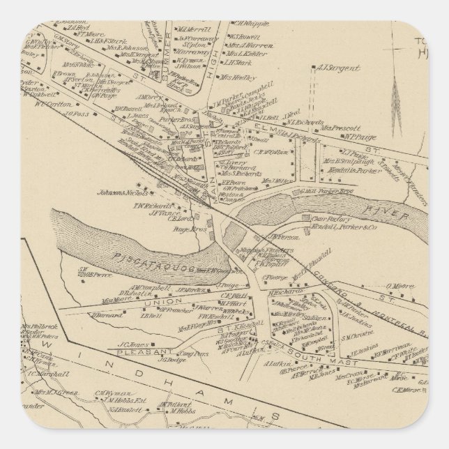 Pegatina Cuadrada Goffstown PO, Pelham (Anverso)