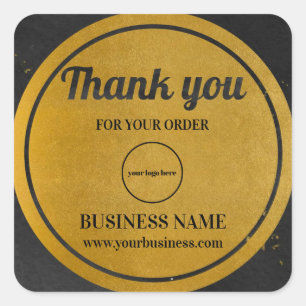 Pegatina Cuadrada Gold Black Business Corporate Gracias