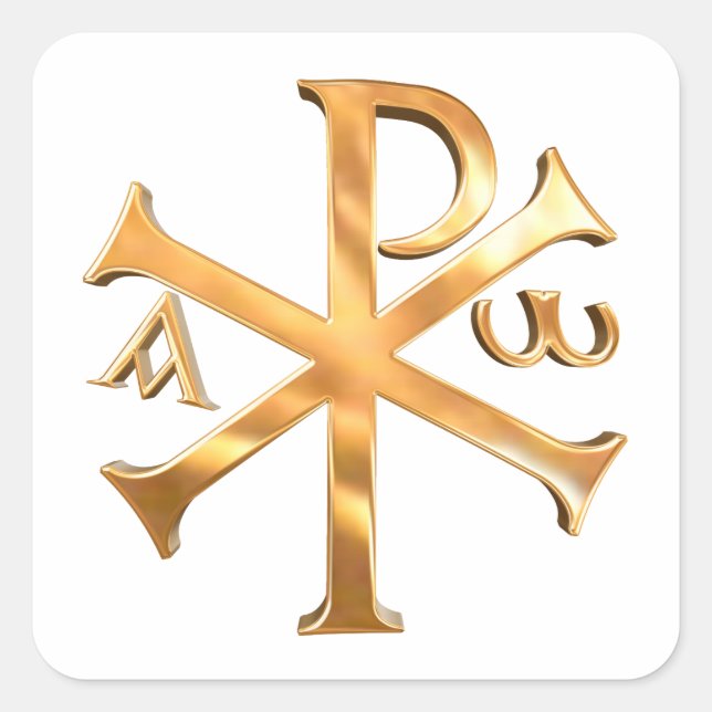 Pegatina Cuadrada Gold Chi-Rho (Anverso)