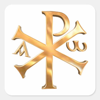 Pegatina Cuadrada Gold Chi-Rho