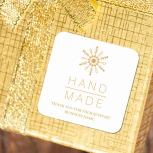 Pegatina Cuadrada Gold Christmas Modern Snowflake for Business
