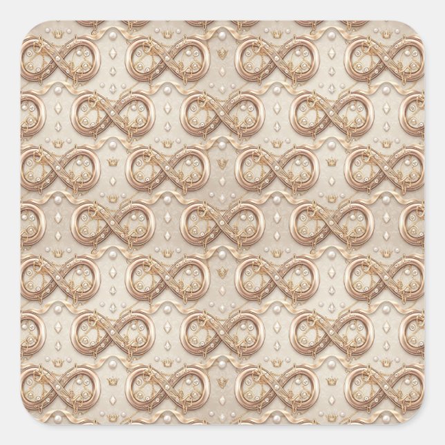 Pegatina Cuadrada Gold Infinity Wedding Gift Stickers (Anverso)