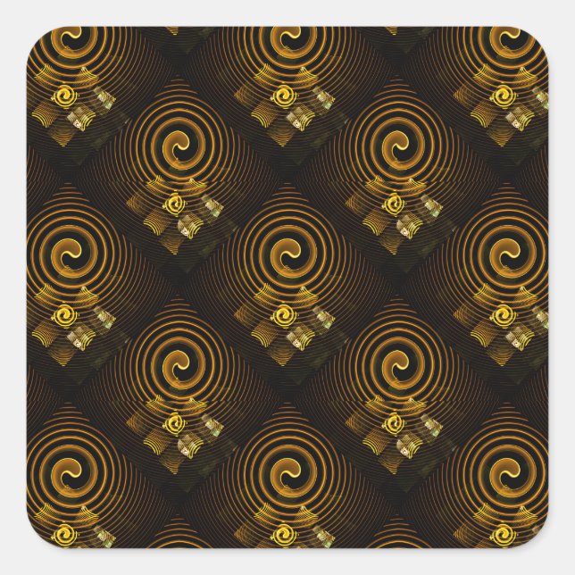 Pegatina Cuadrada Gold Modern Boho Elegant Abstract Art Pattern #502 (Anverso)