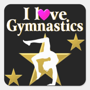 PEGATINA CUADRADA GOLD STAR GYMNAST