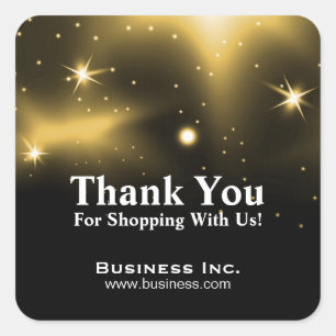 Pegatina Cuadrada Gold Stars Business Gracias Personalizado