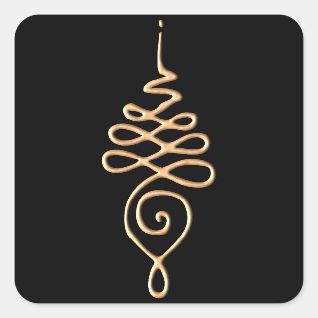 Pegatina Cuadrada Gold Unalome  (Anverso)