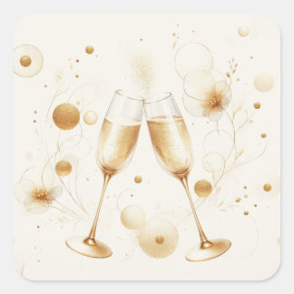 Pegatina Cuadrada Golden Bubbles Stickers