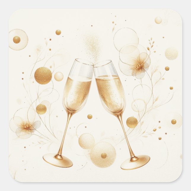 Pegatina Cuadrada Golden Bubbles Stickers (Anverso)